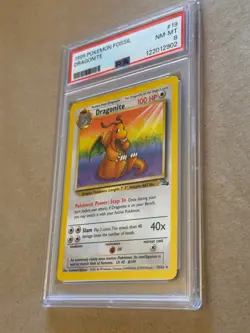 Dragonite 19/62 Fossil Regular rainbow Pokemon card PSA 8 NM-MT - Image 3