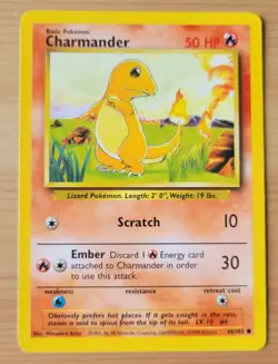 Charmander 46/102 Base Set Rare Vintage 1999 Pokemon Card - NM - Image 1