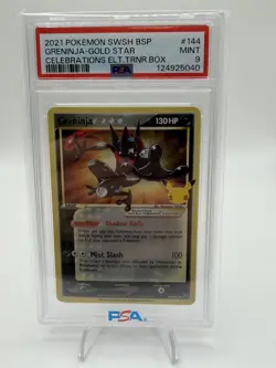 2021 Pokemon Black Star Promo Greninja Gold Swsh144 Psa 9 - Image 1