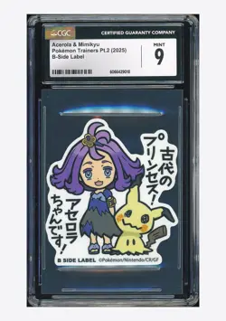 Pokemon CGC 9 Acerola & Mimikyu B-Side Label 2025 Stickers Pt.2 Japanese - Image 1