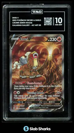2023 POKEMON SWSH CROWN ZENITH #GG36/GG70 ENTEI V GALARIAN GALLERY TAG 10 - Image 1