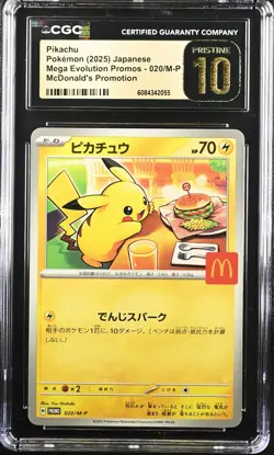 CGC 10 Graded Pokemon Pikachu 020/m-p Mcdonald's Promotion Japanese PRISTINE - Image 1