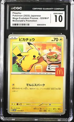 CGC 10 Graded Pokemon Pikachu 020/m-p Mcdonald's Promotion Japanese - Image 1