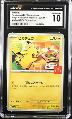 CGC 10 Graded Pokemon Pikachu 020/m-p Mcdonald's Promotion Japanese - Image 1