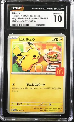 CGC 10 Graded Pokemon Pikachu 020/m-p Mcdonald's Promotion Japanese - Image 1