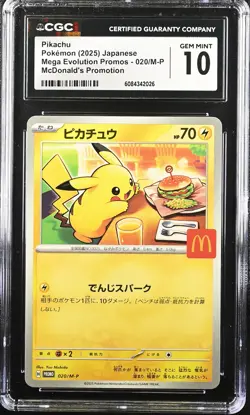CGC 10 Graded Pokemon Pikachu 020/m-p Mcdonald's Promotion Japanese - Image 1