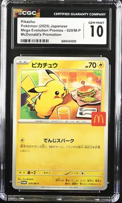 CGC 10 Graded Pokemon Pikachu 020/m-p Mcdonald's Promotion Japanese - Image 1