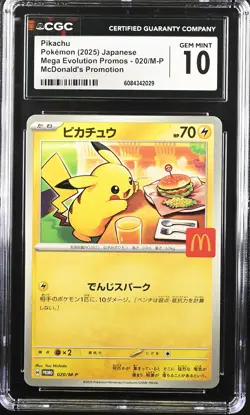 CGC 10 Graded Pokemon Pikachu 020/m-p Mcdonald's Promotion Japanese - Image 1
