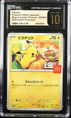 CGC 10 Graded Pokemon Pikachu 020/m-p Mcdonald's Promotion Japanese PRISTINE - Image 1