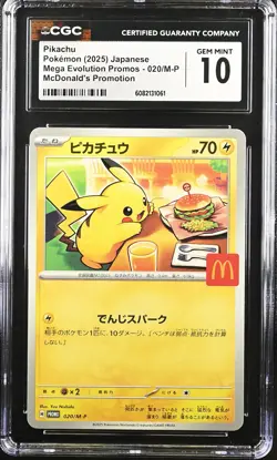 CGC 10 Graded Pokemon Pikachu 020/m-p Mcdonald's Promotion Japanese - Image 1