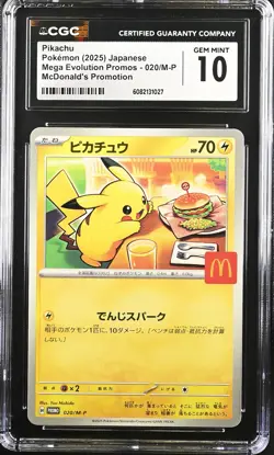 CGC 10 Graded Pokemon Pikachu 020/m-p Mcdonald's Promotion Japanese - Image 1