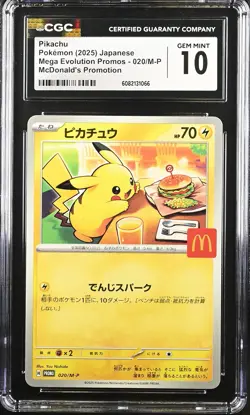 CGC 10 Graded Pokemon Pikachu 020/m-p Mcdonald's Promotion Japanese - Image 1