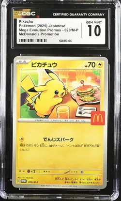 CGC 10 Graded Pokemon Pikachu 020/m-p Mcdonald's Promotion Japanese - Image 1
