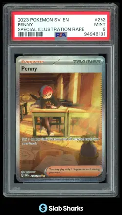 2023 POKEMON SCARLET & VIOLET #252/198 PENNY SPECIAL ILLUSTRATION RARE PSA 9 - Image 1