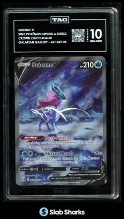 2023 POKEMON SWSH CROWN ZENITH #GG38/GG70 SUICUNE V GALARIAN GALLERY TAG 10 - Image 1
