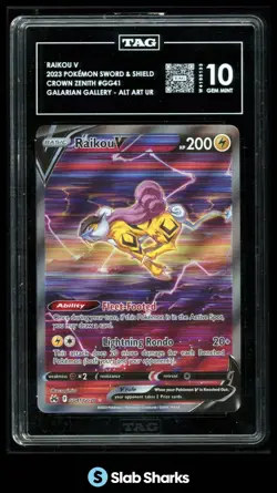 2023 POKEMON SWSH CROWN ZENITH #GG41/GG70 RAIKOU V GALARIAN GALLERY TAG 10 - Image 1