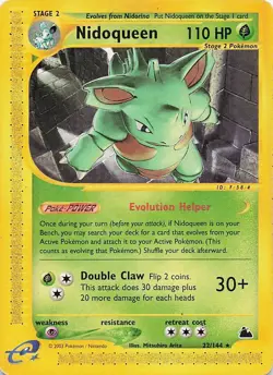 Nidoqueen 22/144 Skyridge Non Holo Rare Pokemon Card 2003 *DAMAGED* - Image 1