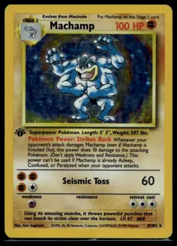 Machamp 8/102 Base Set 1st Edition WOTC Vintage Pokemon Card - Image 1