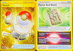 2022-23 POKEMON TRAINER SWITCH GOLD HOLO & FOREST SEAL STONE HOLO - 2 CARD LOT - Image 1