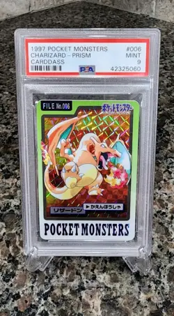 PSA 9 Charizard Prism Pokemon Card #006 1997 Holo Pocket Monsters Carddass Mint - Image 1
