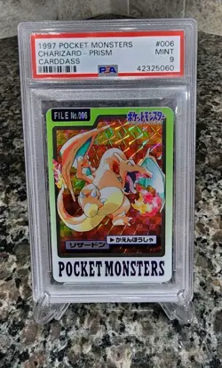 PSA 9 Charizard Prism Pokemon Card #006 1997 Holo Pocket Monsters Carddass Mint - Image 2