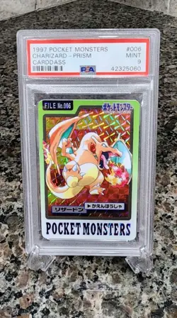 PSA 9 Charizard Prism Pokemon Card #006 1997 Holo Pocket Monsters Carddass Mint - Image 3
