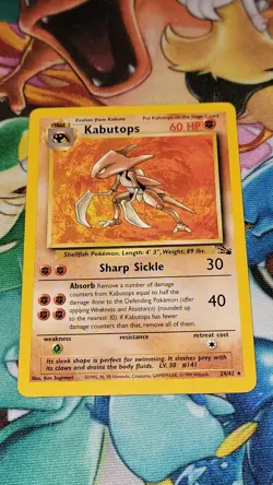 Kabutops Fossil Set Pokemon Card 1999 WOTC Vintage 24/62 Non-Holo LP - Image 1