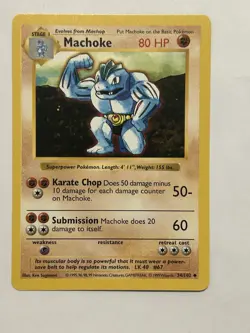 Pokemon TCG Machoke Base Set, Shadowless Uncommon Card 34/102 - Image 1