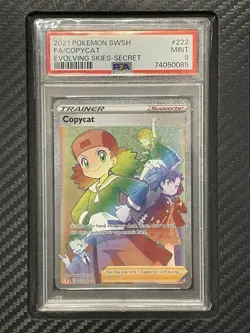 2021 PSA 9 Copycat FA #222 Full Art Secret Pokemon TCG SWSH Evolving Skies - Image 1