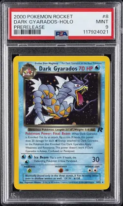 2000 POKEMON ROCKET PRERELEASE #8 DARK GYARADOS-HOLO PSA 9 - Image 1