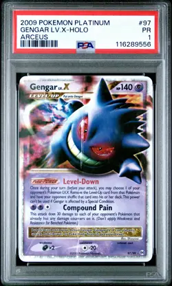 2009 POKEMON PLATINUM ARCEUS #97 GENGAR LV.X-HOLO PSA 1 - Image 1