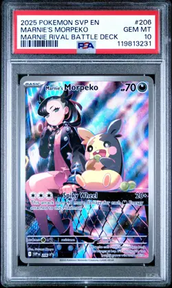 2025 POKEMON SVP EN-SV BLACK STAR PROMO #206 MARNIE'S MORPEKO PSA 10 - Image 1
