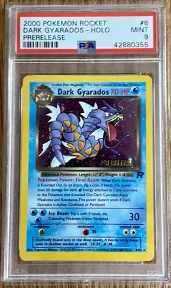 2000 Pokemon Rocket #8 Dark Gyarados-Holo Prerelease PSA 9 - Image 1