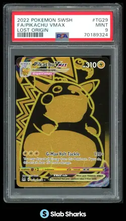 2022 POKEMON SWORD & SHIELD LOST ORIGIN PIKACHU VMAX TRAINER GALLERY PSA 9 - Image 1
