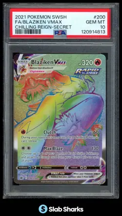 2021 POKEMON SWORD & SHIELD CHILLING REIGN #200/198 BLAZIKEN VMAX PSA 10 - Image 1