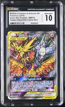 POKEMON English Moltres & Zapdos & Articuno GX SM210 Black Star Promo CGC 10 - Image 1
