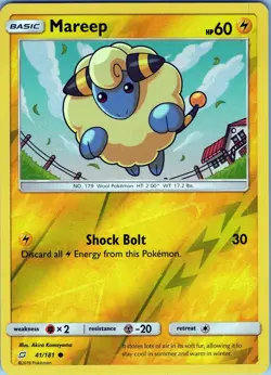 Mareep 41/181 Common - Pokemon TCG Sun & Moon: Team Up - Reverse Holo (NM) - Image 1