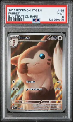 2025 Pokemon Journey Together Furret #168 Illustration Rare PSA 9 - Image 1