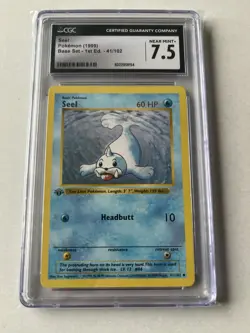Pokemon Seel 1st Edition Shadowless 41/102 Base Set CGC 7.5 Near Mint+ - Image 1