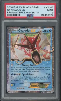 2016 Pokemon XY Black Star Promo Triple Power Tin #XY106 Gyarados EX Mint PSA 9 - Image 1