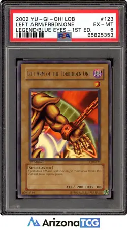 Yu-Gi-Oh! 2002 Left Arm of the Forbidden One LOB-123 1st Edition PSA 6 - Image 1