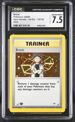 CGC 7.5 Brock 2000 Gym Heroes 1st Edition 15/132 Holo Pokemon Card - Image 1