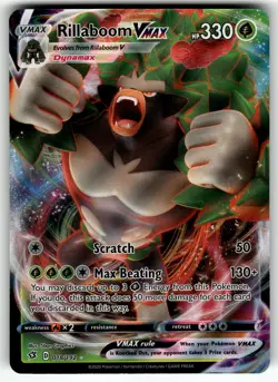 Rillaboom VMAX 018/192 SWSH02: Rebel Clash NM Pokemon Card TCG - Image 1