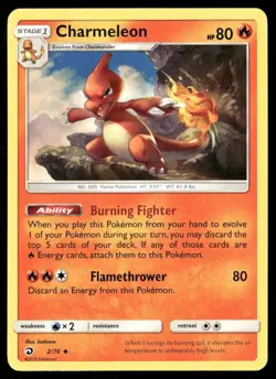 2018 Dragon Majesty Set Pokemon Card 02 Charmeleon LP - Image 1