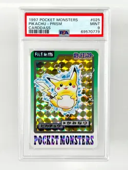 Pikachu - #025 - Carddass 1997 Japanese Pocket Monsters Prism PSA 9 Pokemon card - Image 1
