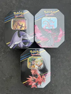3 Pokemon Crown Zenith Collection Tin Zapdos Moltres Articuno Factory Sealed - Image 1