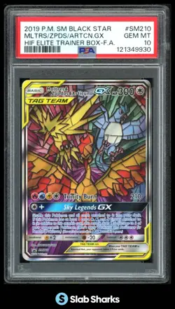 2016 POKEMON SM BLACK STAR PROMOS MOLTRES & ZAPDOS ARTICUNO TAG TEAM PSA 10 - Image 1