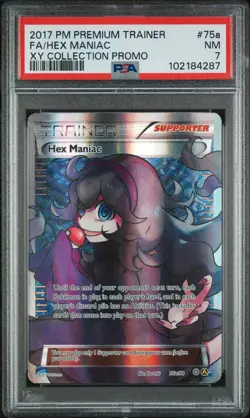 2017 POKEMON PREMIUM TRAINER XY COLL PROMO #75A FULL ART/HEX MANIAC PSA 7 - Image 1