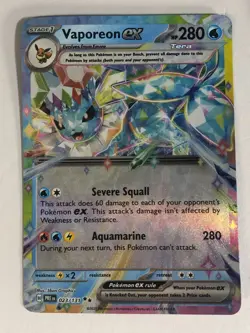 Pokemon TCG Prismatic Evolutions Vaporeon EX 023/131 Heavy Played :( - Image 1