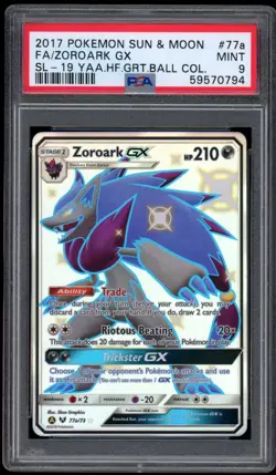 2017 Pokemon Shining Legends #77a Zoroark GX Full Art PSA 9 Mint - Image 1